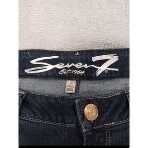 Seven7 women size 10 x 23" high‎ rise ankle skinny medium wash cut off jeans